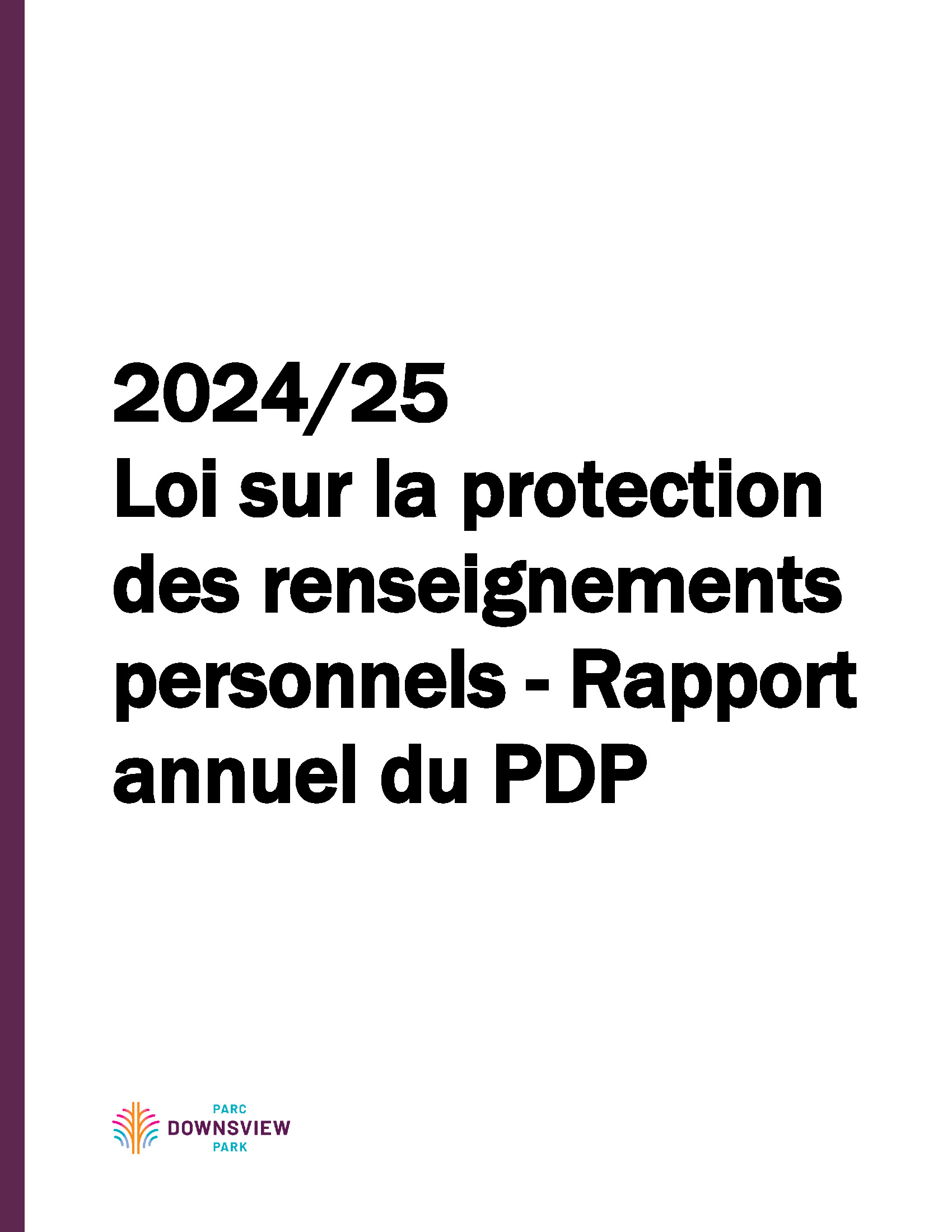 Page de couverture du rapport annuel