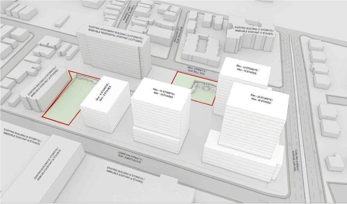 Aerial rendering of 299 Carling Avenue