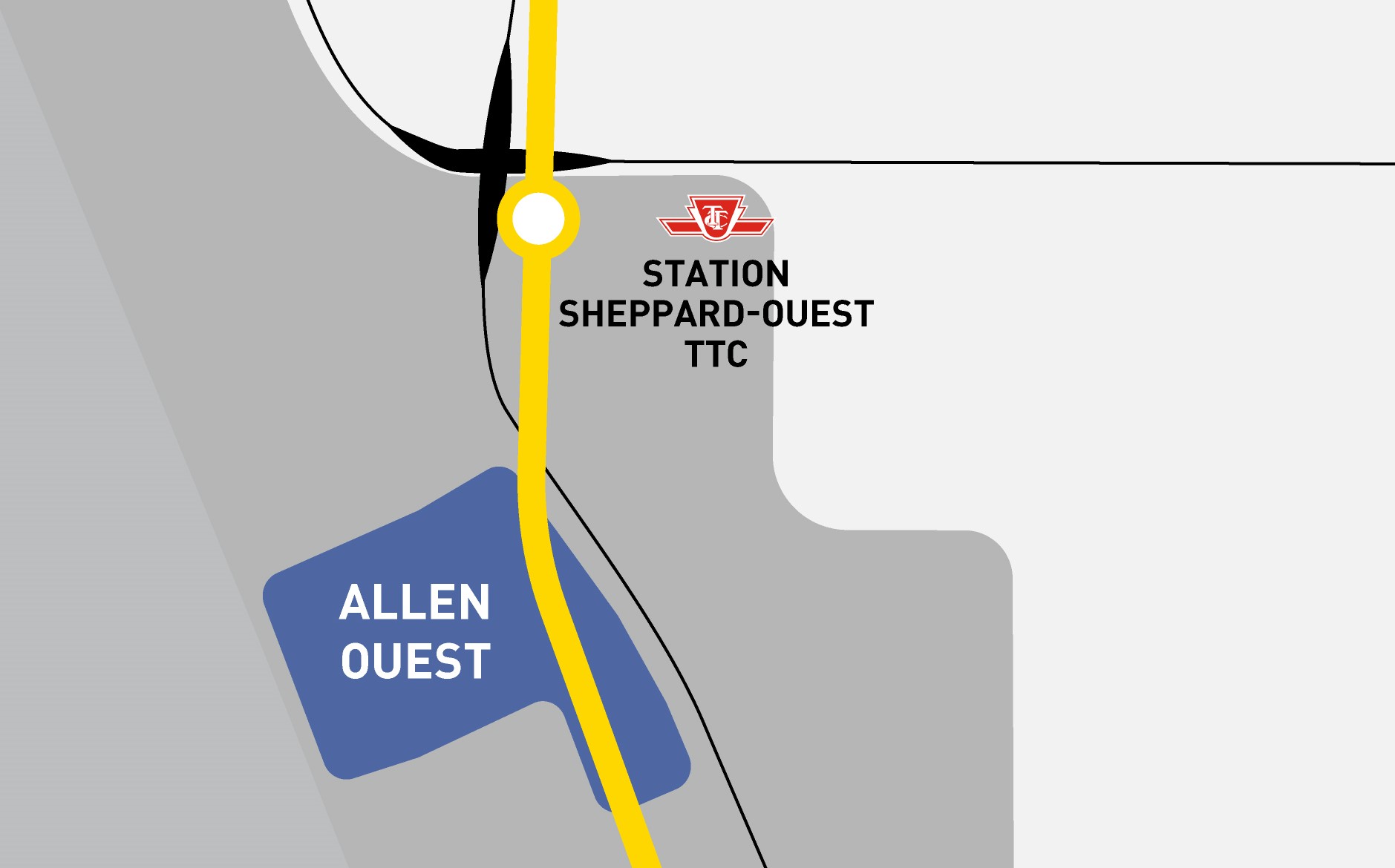 Une partie d'une carte de la région montrant Allen Ouest