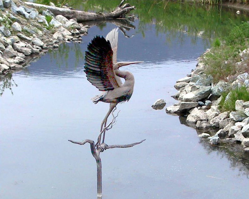 Brandt's Creek Crossing Blue Heron Statue in Bronze