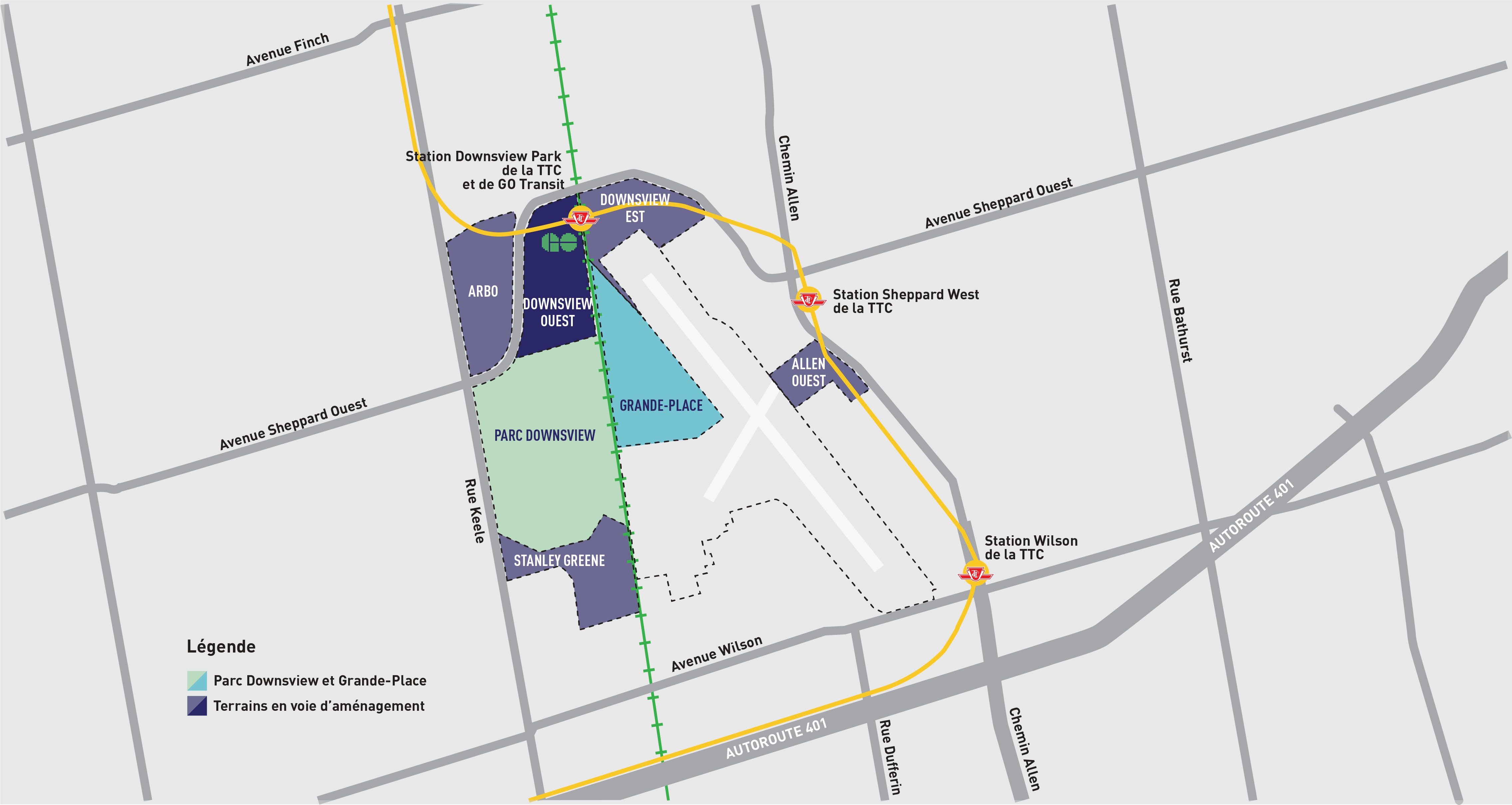 Carte aérienne de la région de Downsview Ouest