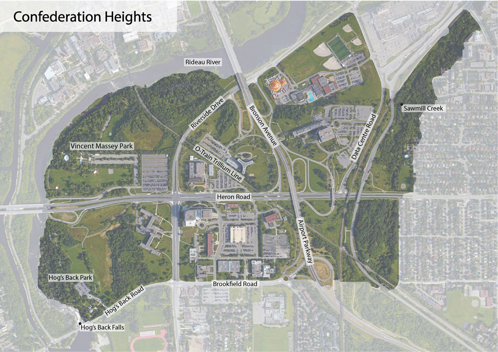 Boundary map of the Confederation Heights property in Ottawa