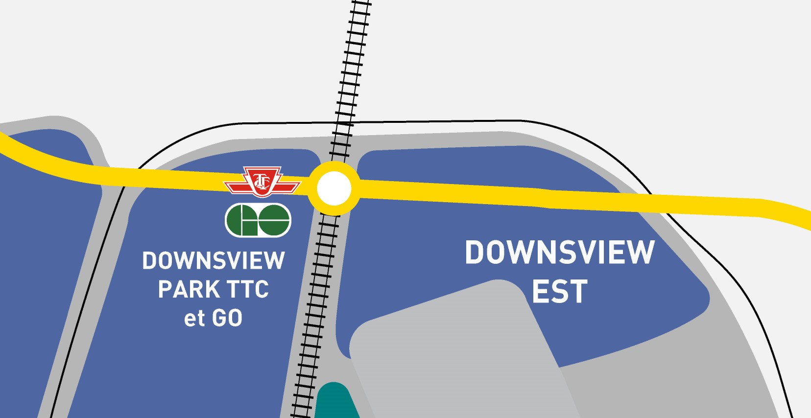 Carte aérienne des terrains de Downsview Est
