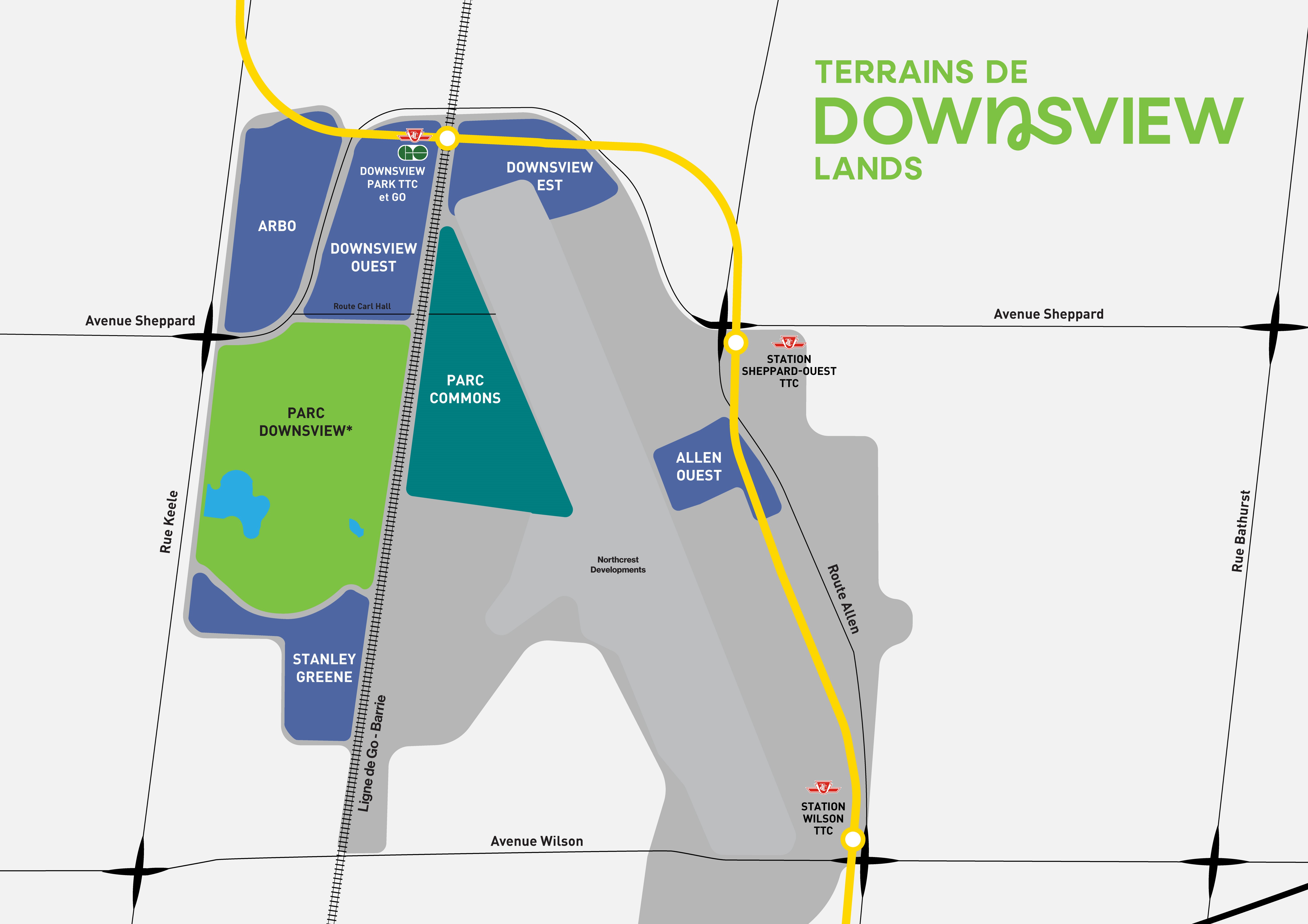 Carte aérienne des terrains de Downsview