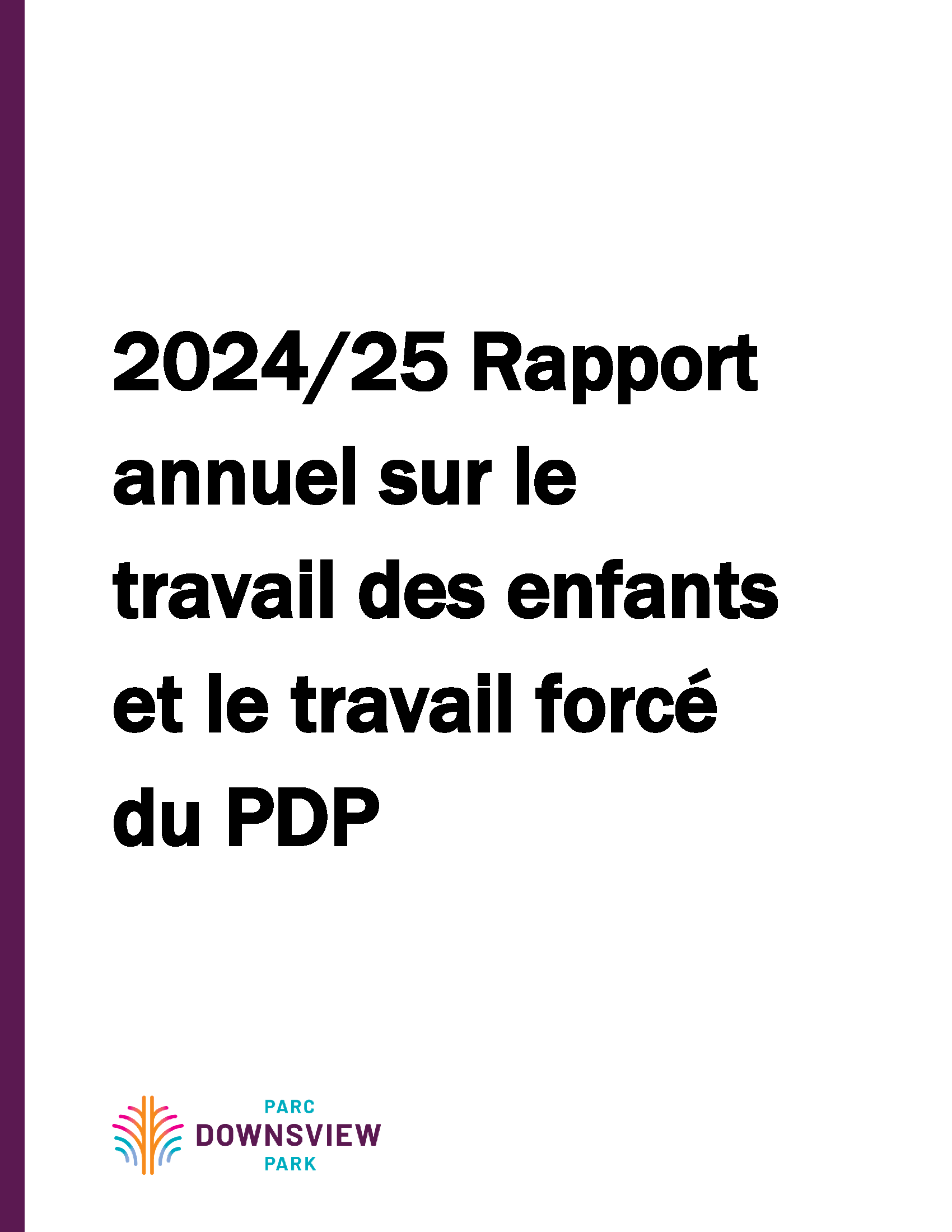 Page de couverture du rapport