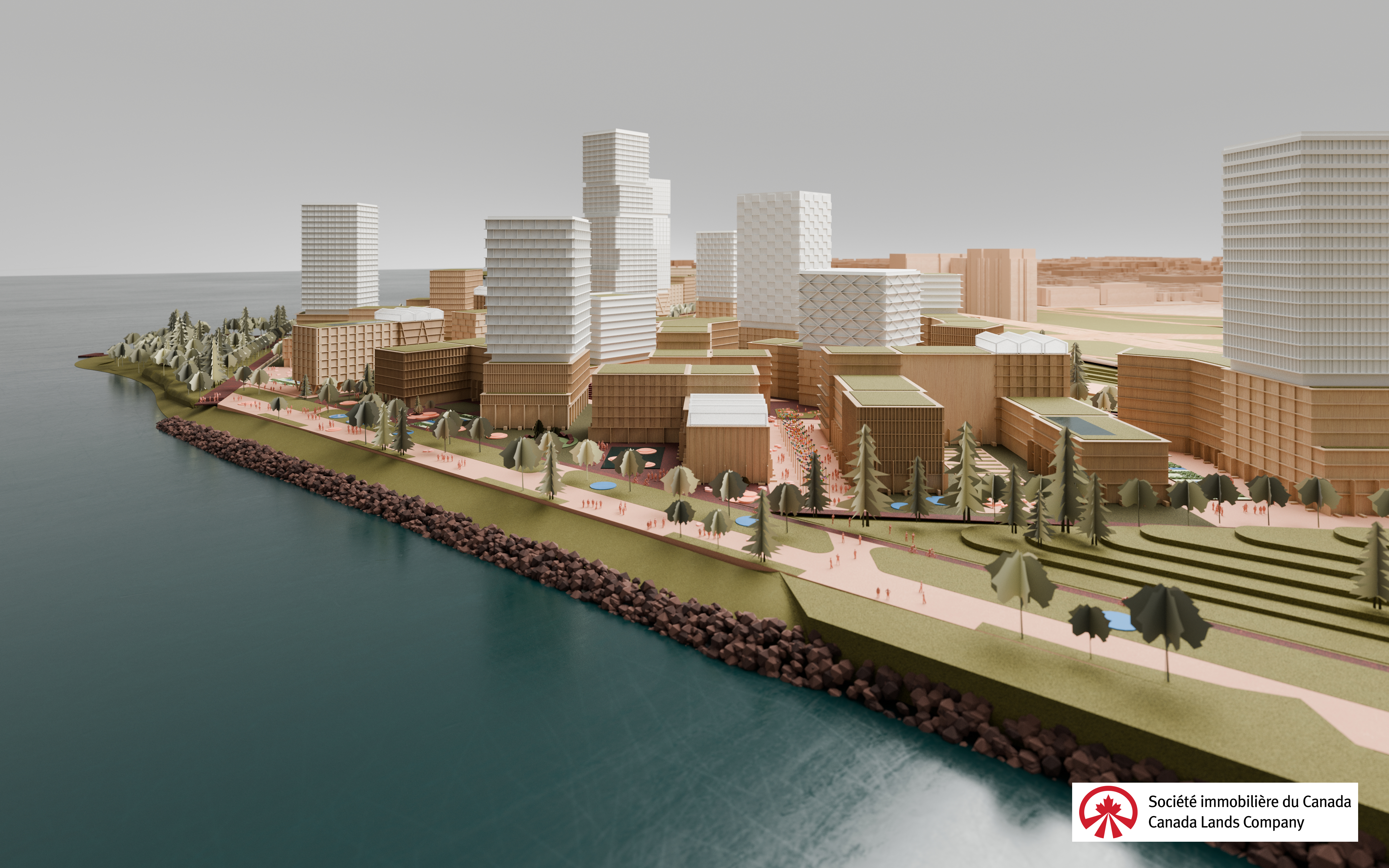 An aerial rendering of Pointe de Longueuil