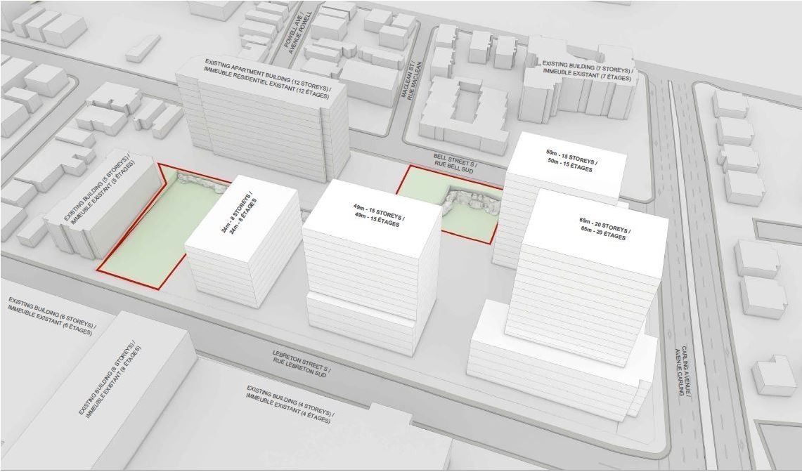 Aerial rendering of 299 Carling Avenue