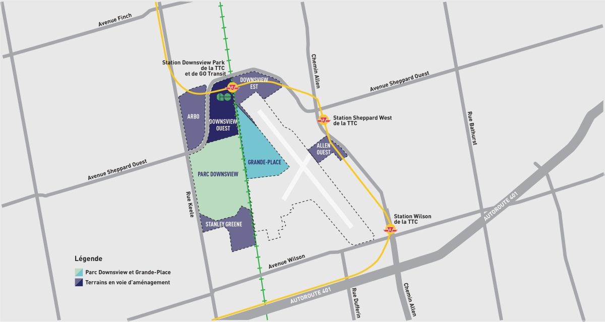 Carte aérienne de la région de Downsview Ouest