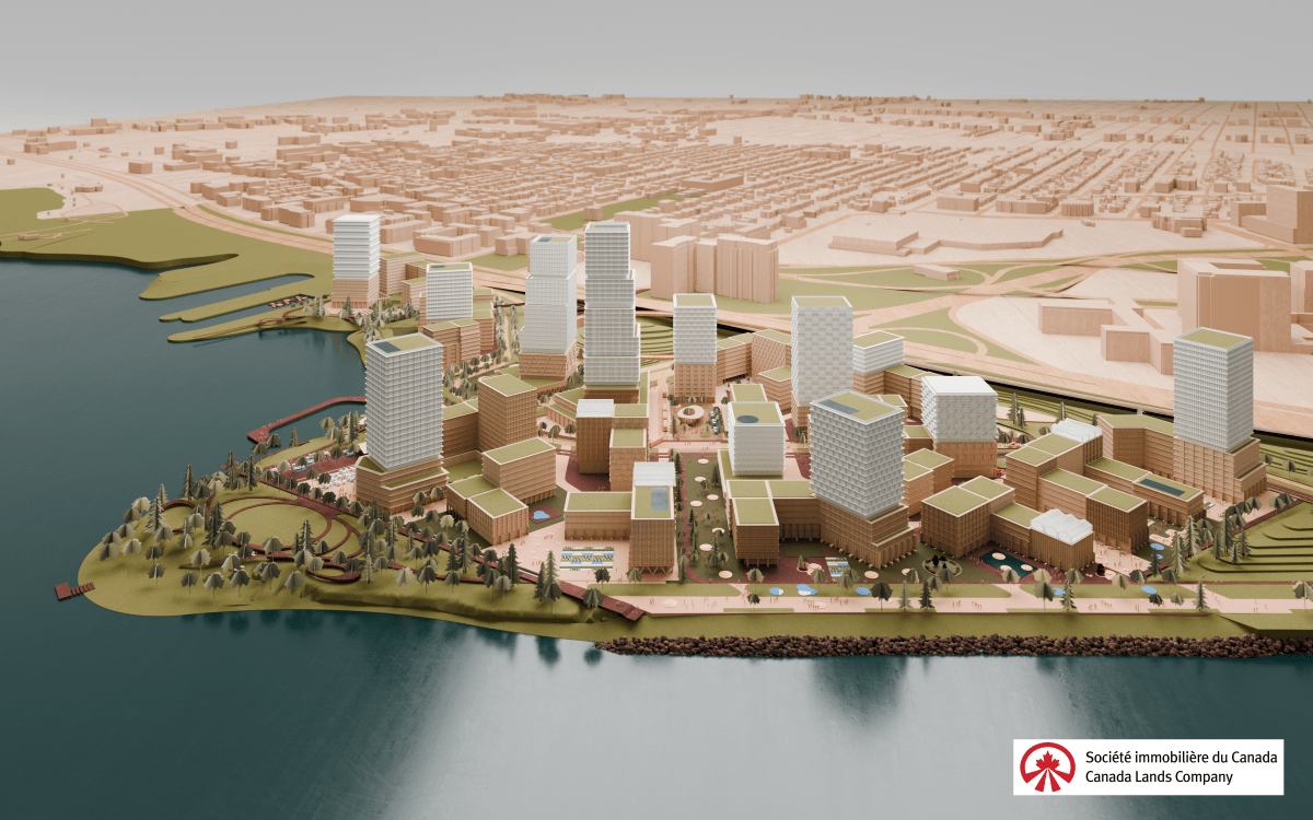 An aerial rendering of Pointe de Longueuil