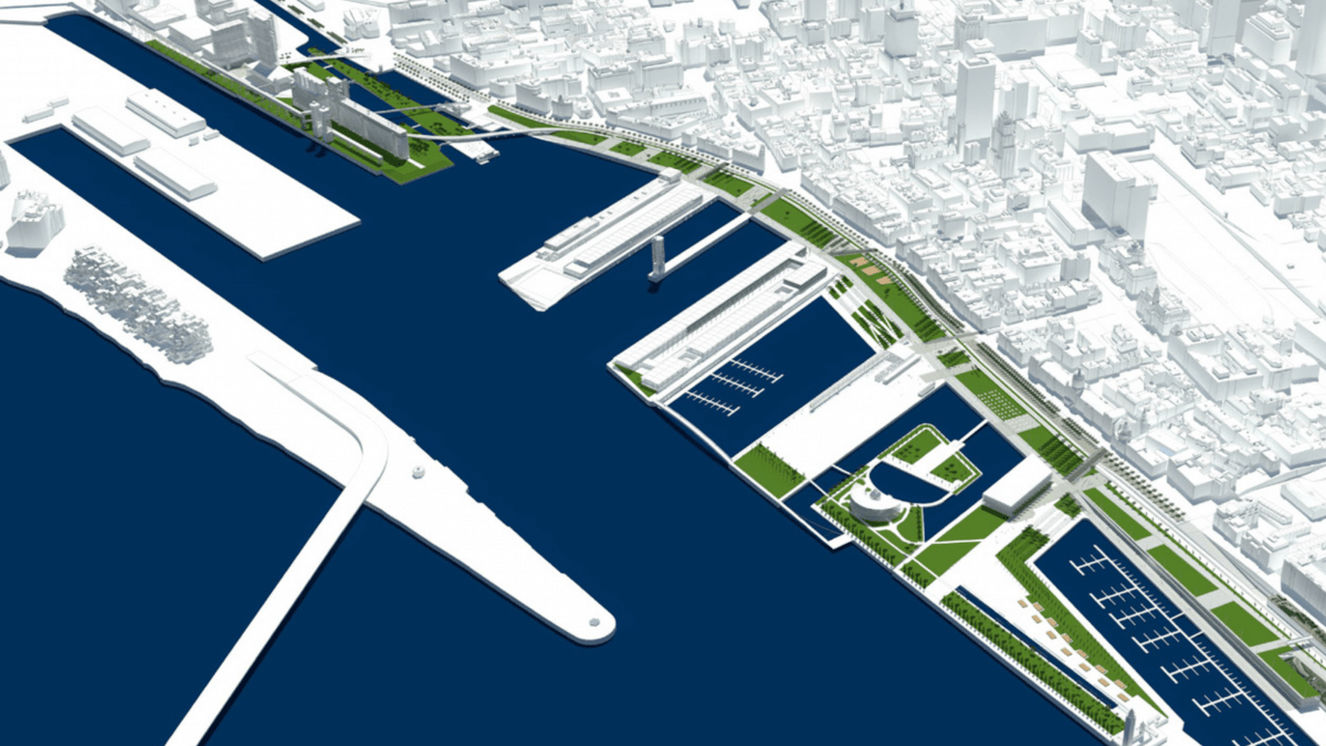 A rendering of the upcoming revitalization of the Old Port of Montreal