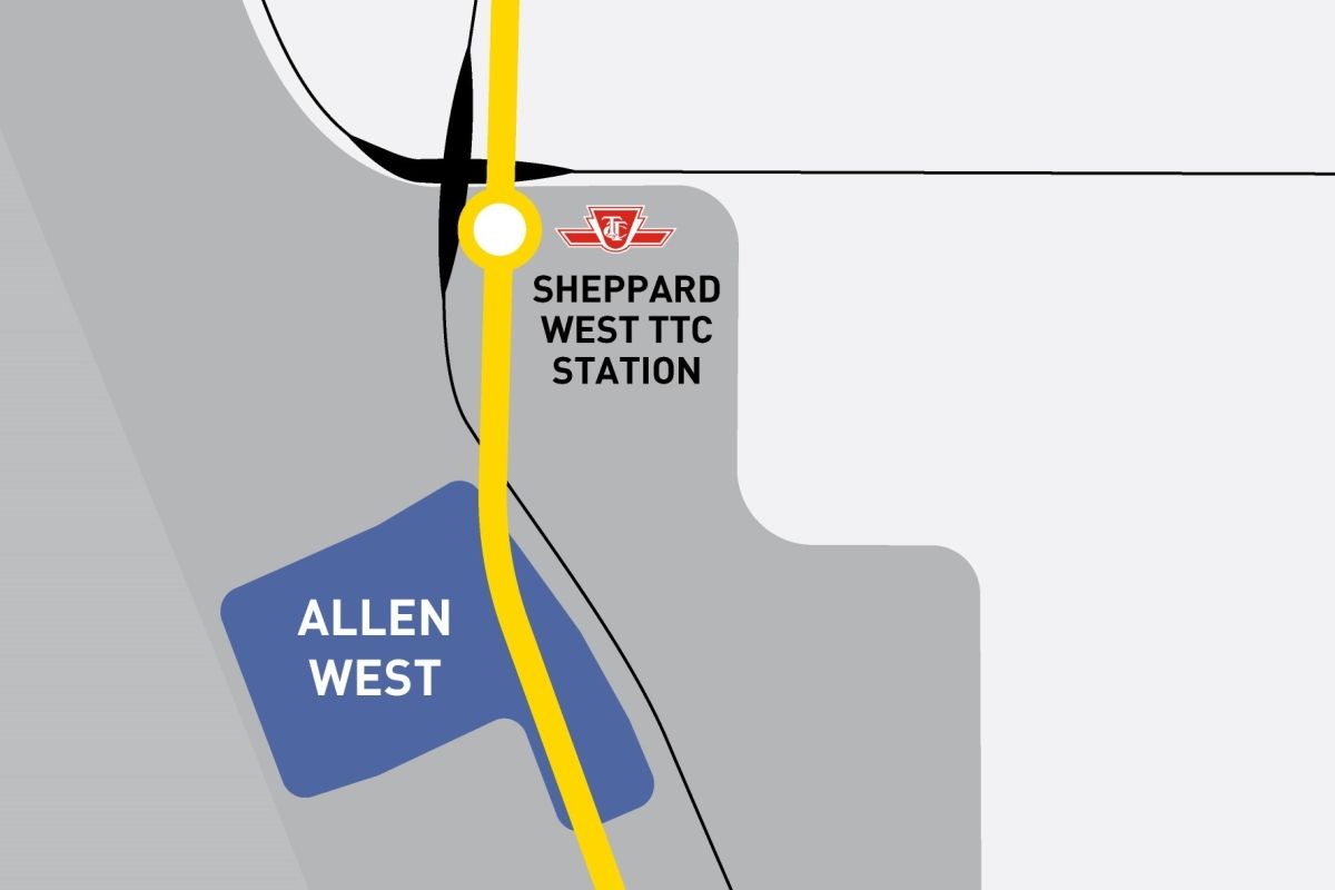 A portion of an area map showing Allen West