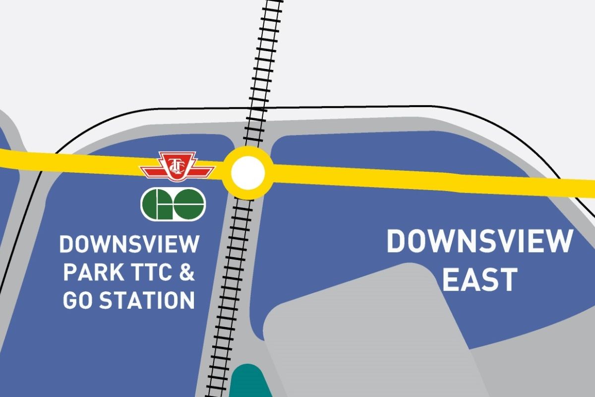Aerial map showing Downsview East area