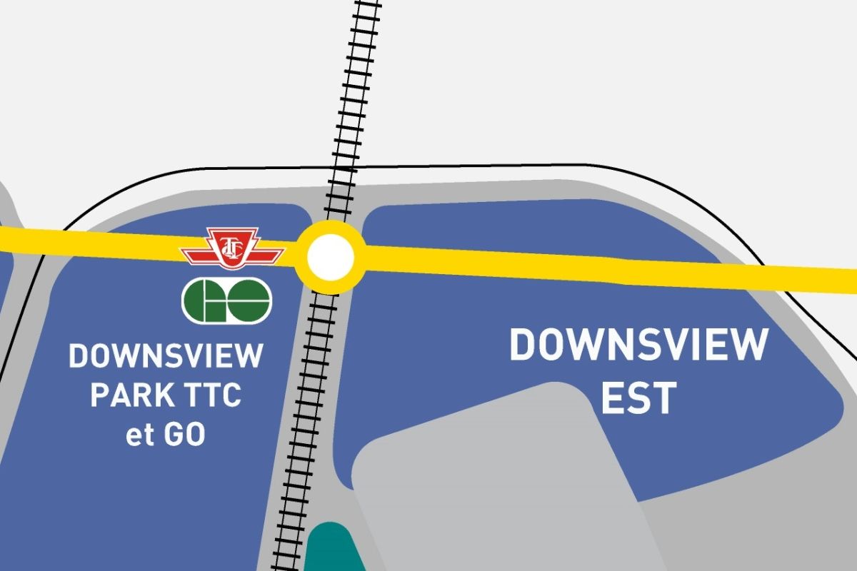 Carte aérienne des terrains de Downsview Est