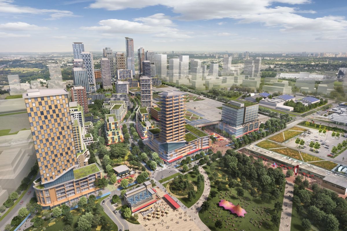 An aerial rendering showing Downsview West