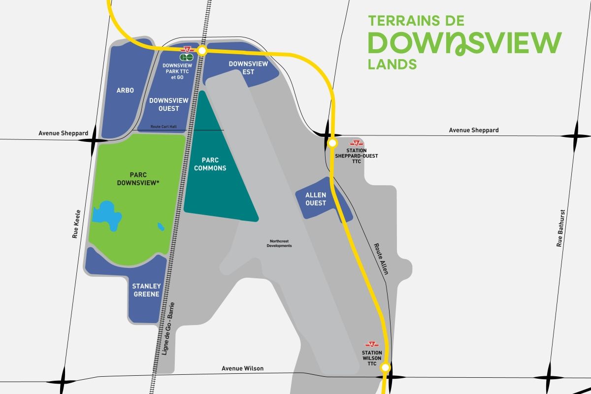 Carte aérienne des terrains de Downsview