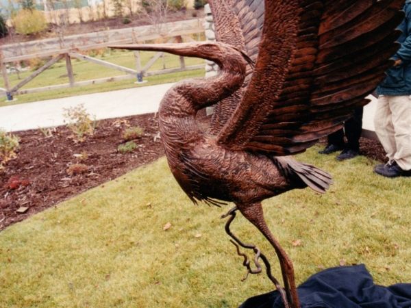 Brandt's Creek Crossing Blue Heron Statue in Bronze