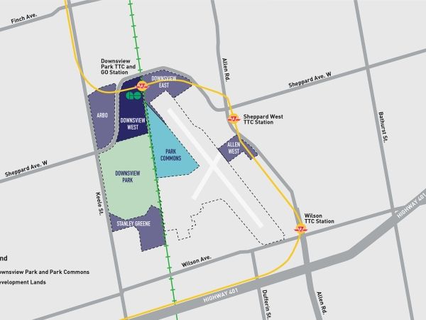 Map of Downsview West area