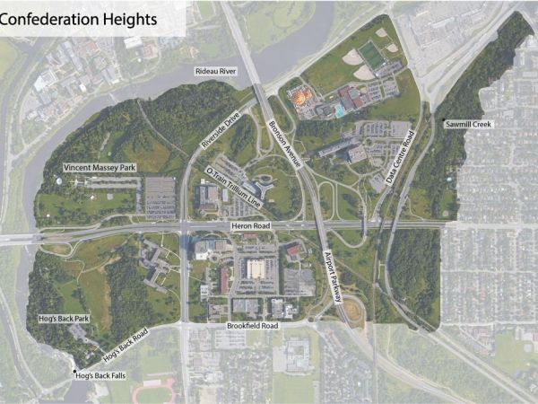 Boundary map of the Confederation Heights property in Ottawa