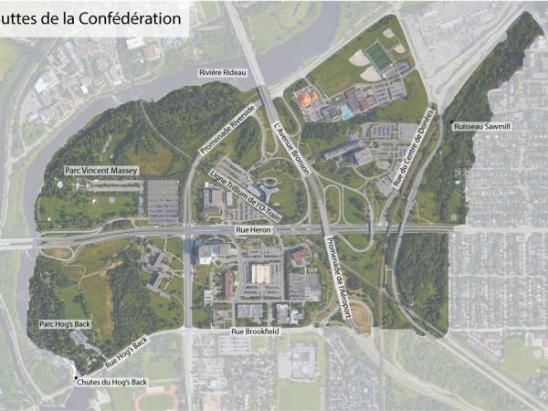 Carte de délimitation de la propriété Confederation Heights à Ottawa